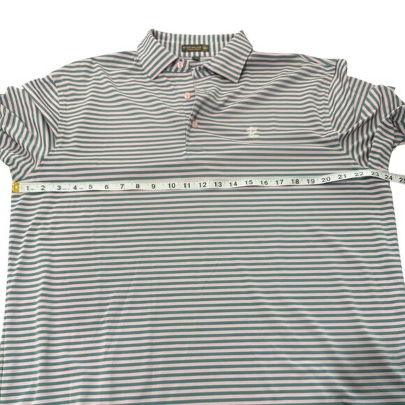 Peter Millar Polo Shirt Summer Comfort Men's Size L Striped Pink Green - Picture 4 of 7